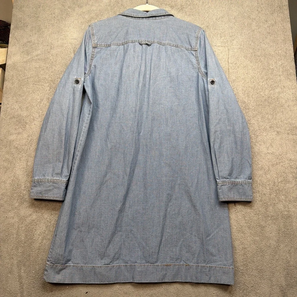 J Crew Chambray Shirt Dress Women's‎ Medium Blue Long Sleeve Utility Casual - Picture 7 of 8
